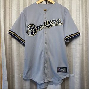 Majestic Milwaukee Brewers 7 Jersey VF Imagewear MLB Grey Sewn Stitched Baseball